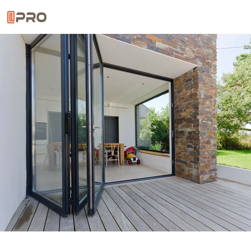 

Aluminium Exterior Security Doors With Tempered Glass Interior Bifold Door For House Thermal Break Folding Door