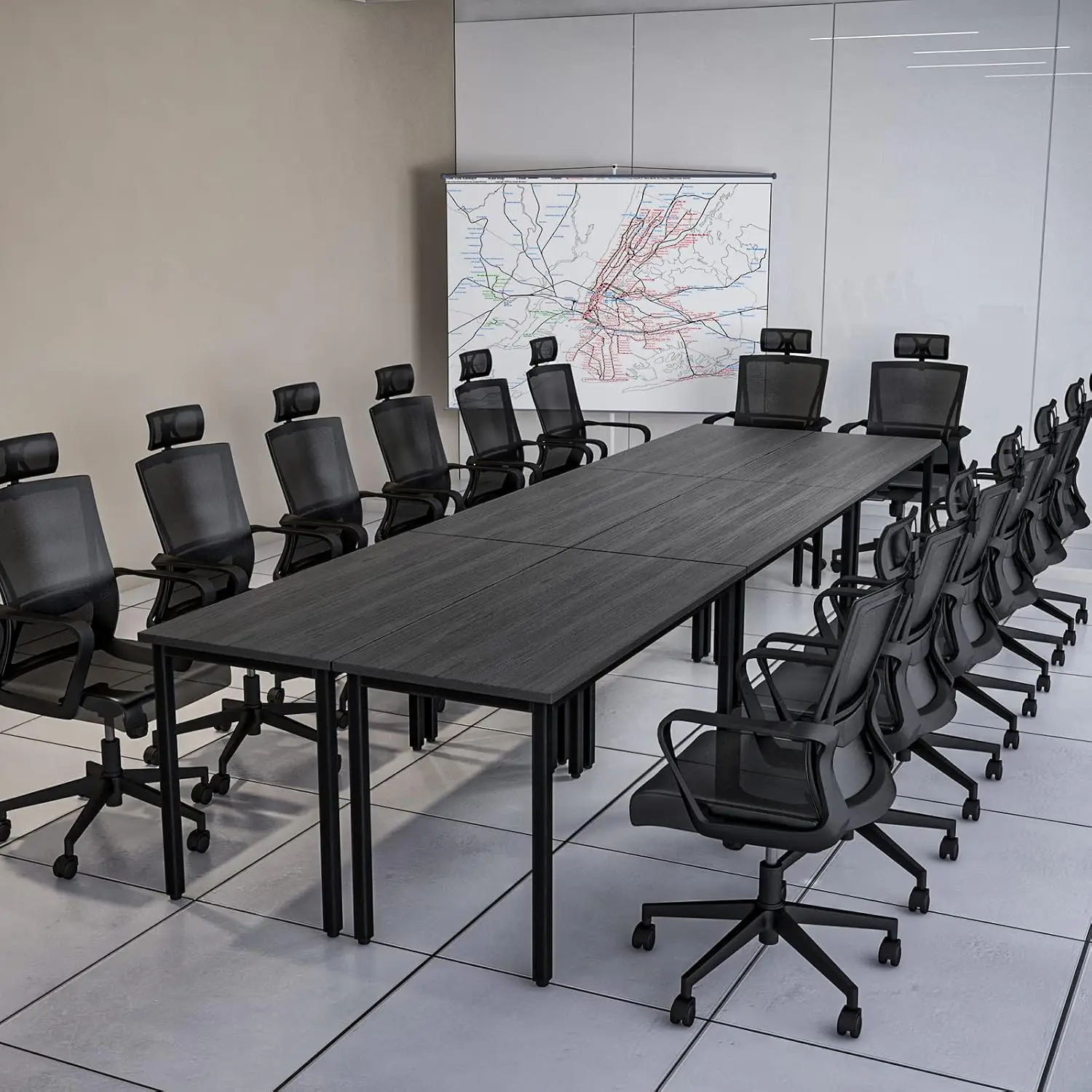

14ft Conference Table Large Meeting Desk Office Study Workstation for 16 People Space Saving 165x47x30, Custom