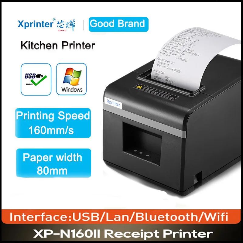 

Xprinter 80 мм Bluetooth термочековый принтер Wi-Fi POS принтер с автоматической резкой для кухни USB/Ethernet порт магазин ресторан