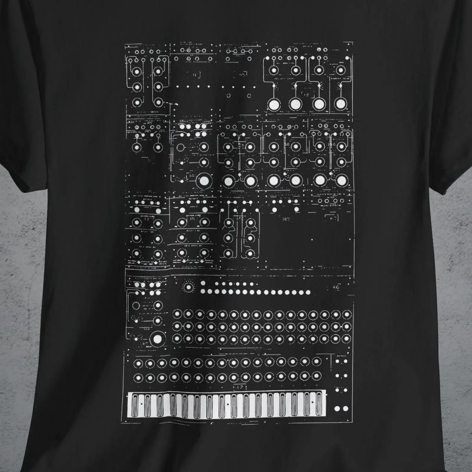 Modular Synthesizer T Shirt Synth Eurorack Buchla Electronic Drum Machine Audio DJ Casual Top vintage Washed fashion homme