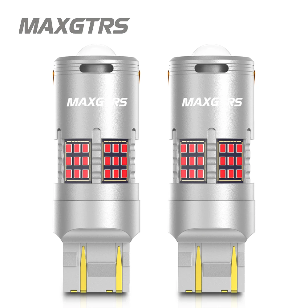 2x CANBUS BAY15D P21/5W 1157 7443 W21/5W P21W 60X 2016 LED Chip Bulb Red Stop Tai No Error Hyper Flash Light Brake Lamp Lens