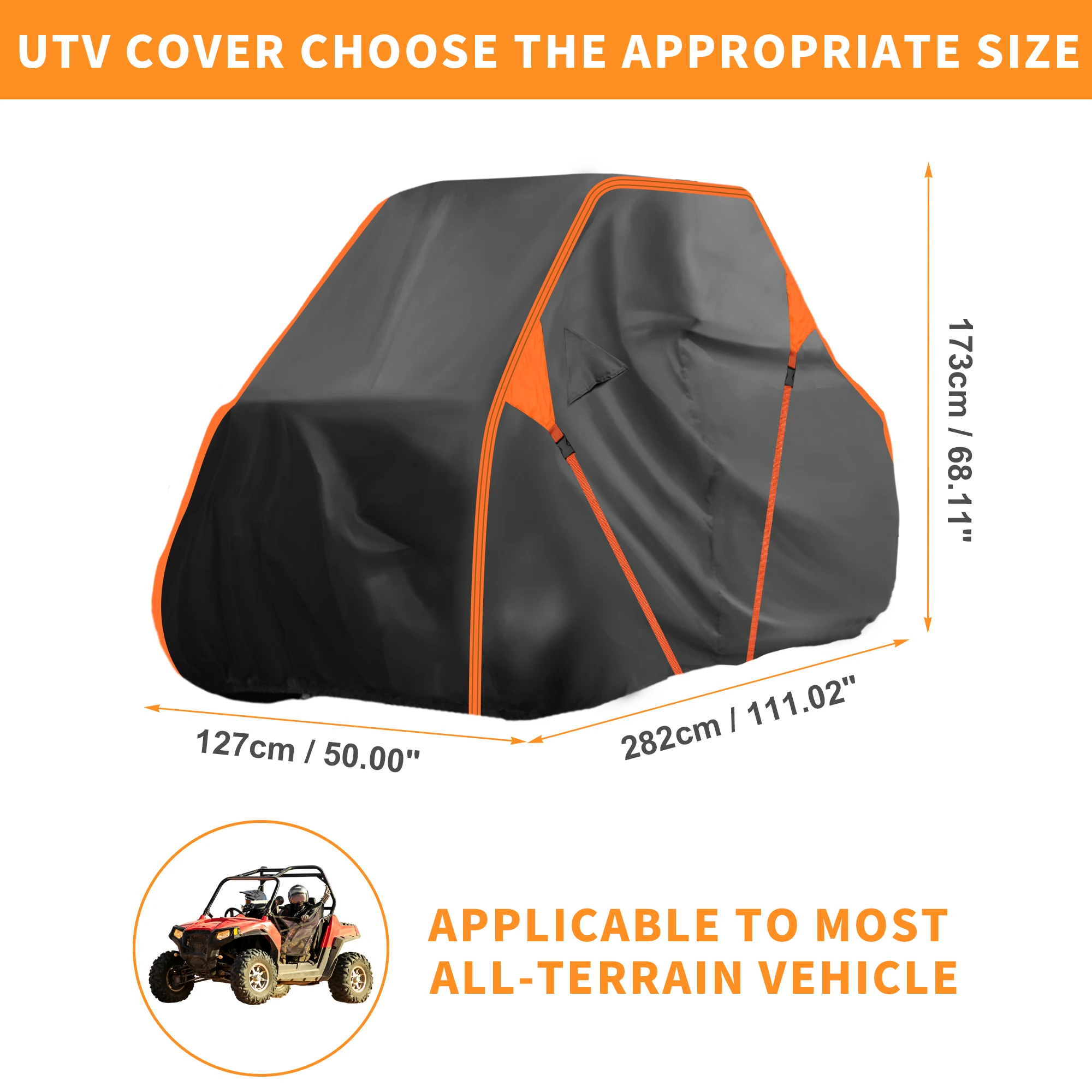 UXCELL UTV Cover 305x160x195cm for Honda Pioneer-1000-5Waterproof Side by Side 210D-PU Black All Weather Covers Accessories