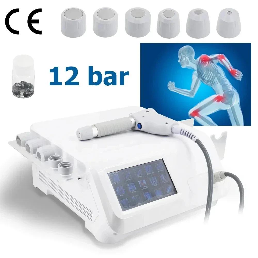 

Hot Sale 12Bar Pneumatic Shockwave Therapy Machine for ED Treatment Pain Relief Professional portable Body Massager