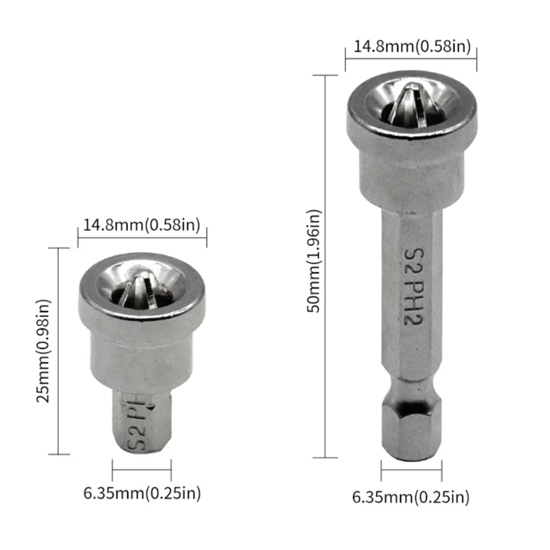 석고 보드 포지셔닝 스크루드라이버 비트, PH2 1/4 인치 생크 나사, 목공 도구 배치 헤드, 25mm, 50mm, 드롭쉽