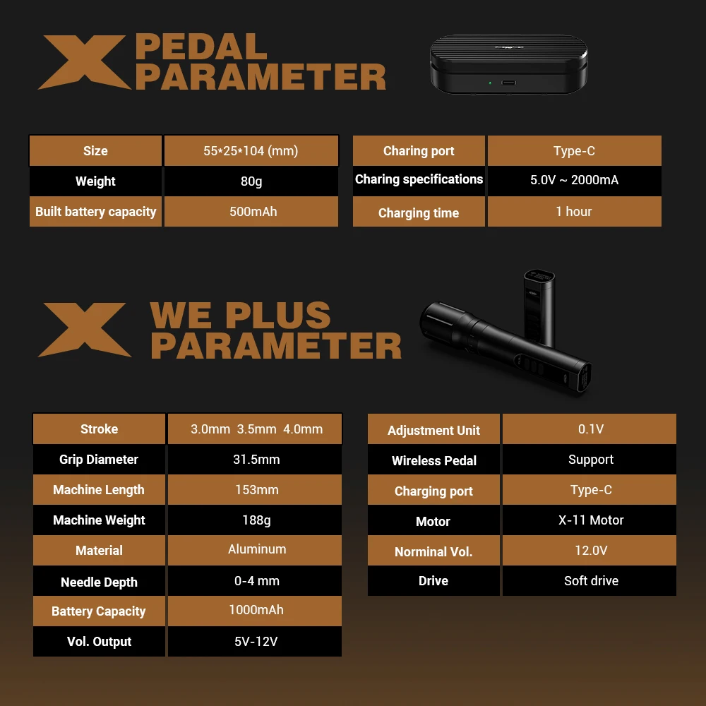 Stylo de tatouage sans fil CNC X We Plus, machine à tatouer à distance, odorde tatouage professionnel, moteur de baril de batterie, alimentation petUSB