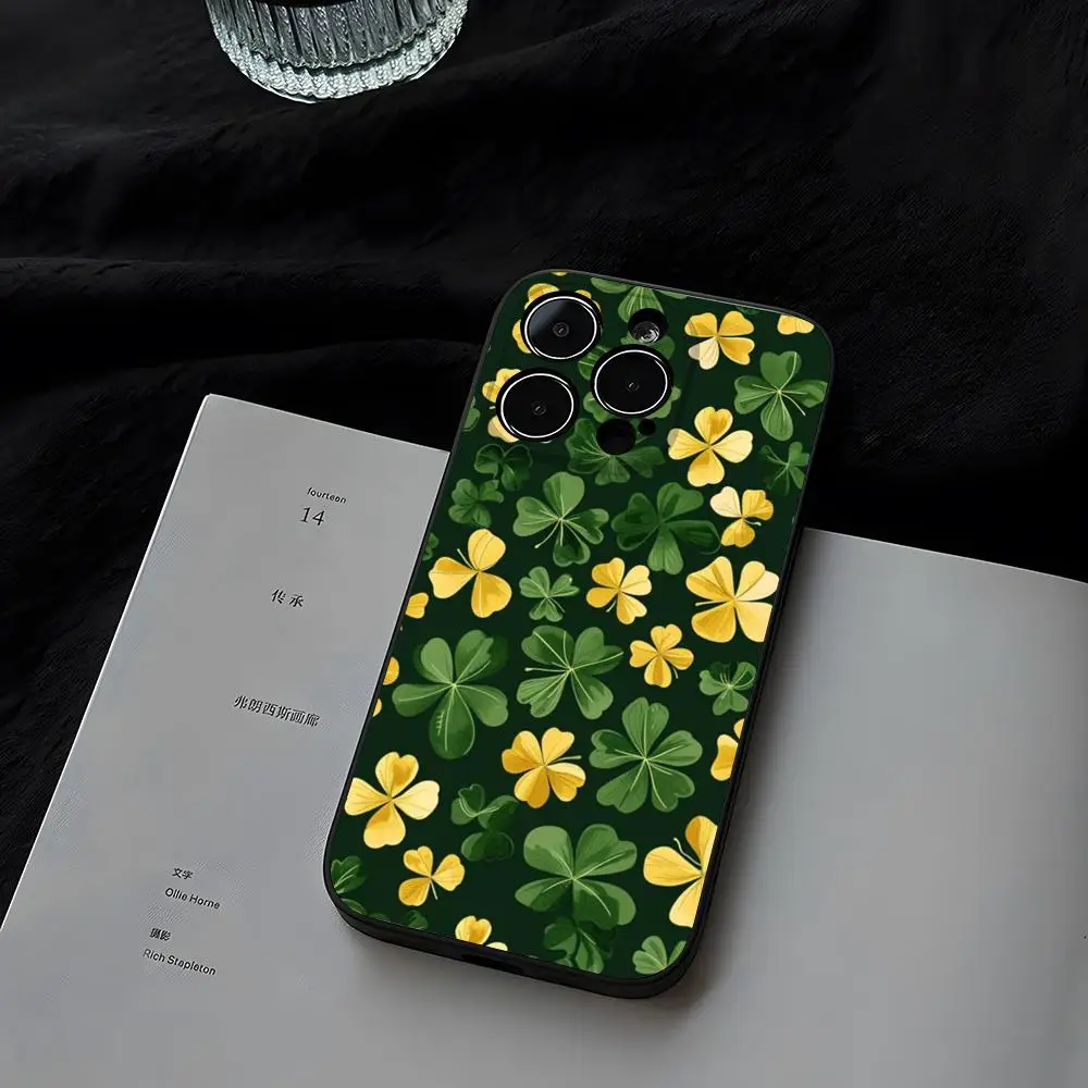 Lucky Four Leaf Clover Phone Case for iphone 14 15ProMax 16 11 13 12 Pro Xs Max Mini Xr X 7 8 Plus Shell Coque