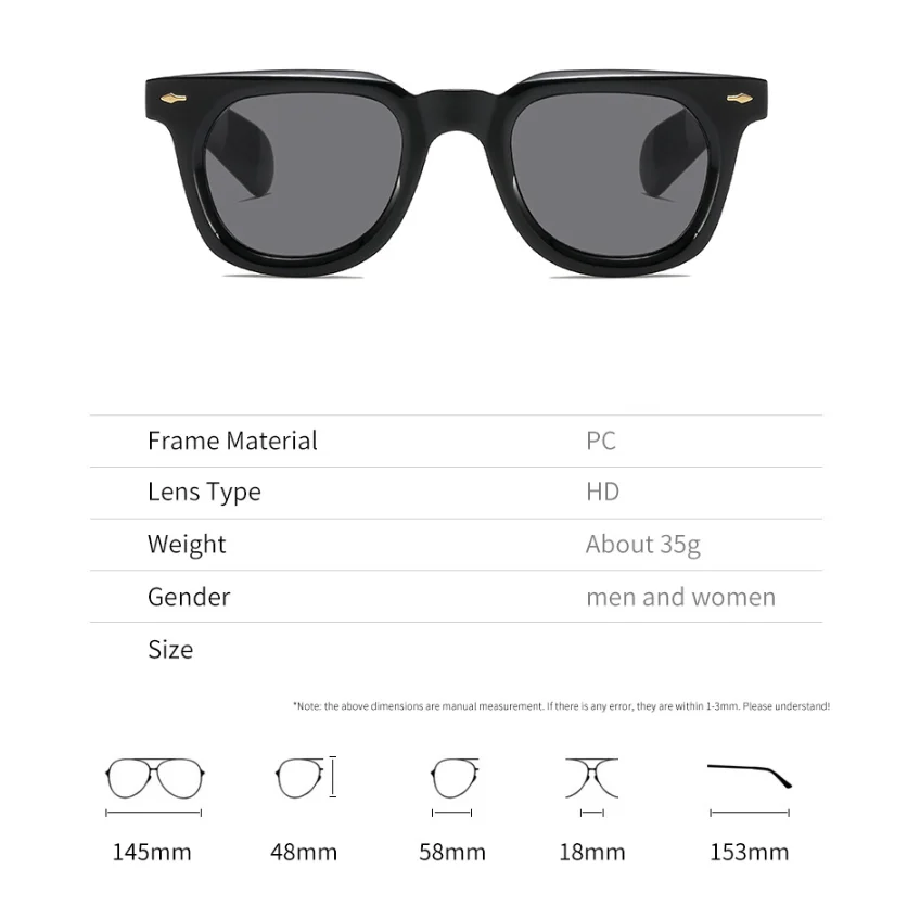 إطار سميك مربع أسود نظارات للقراءة النظارات الشمسية الرجال النساء مصمم ملون طويل النظر نظارات في الهواء الطلق الظل نظارات شمسية #5