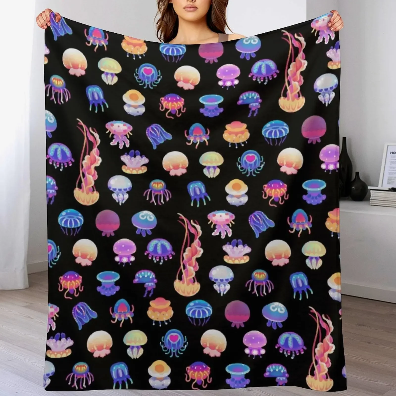 

Jellyfish Day Throw Blanket Soft Bedroom Blanket for Night Sleeping