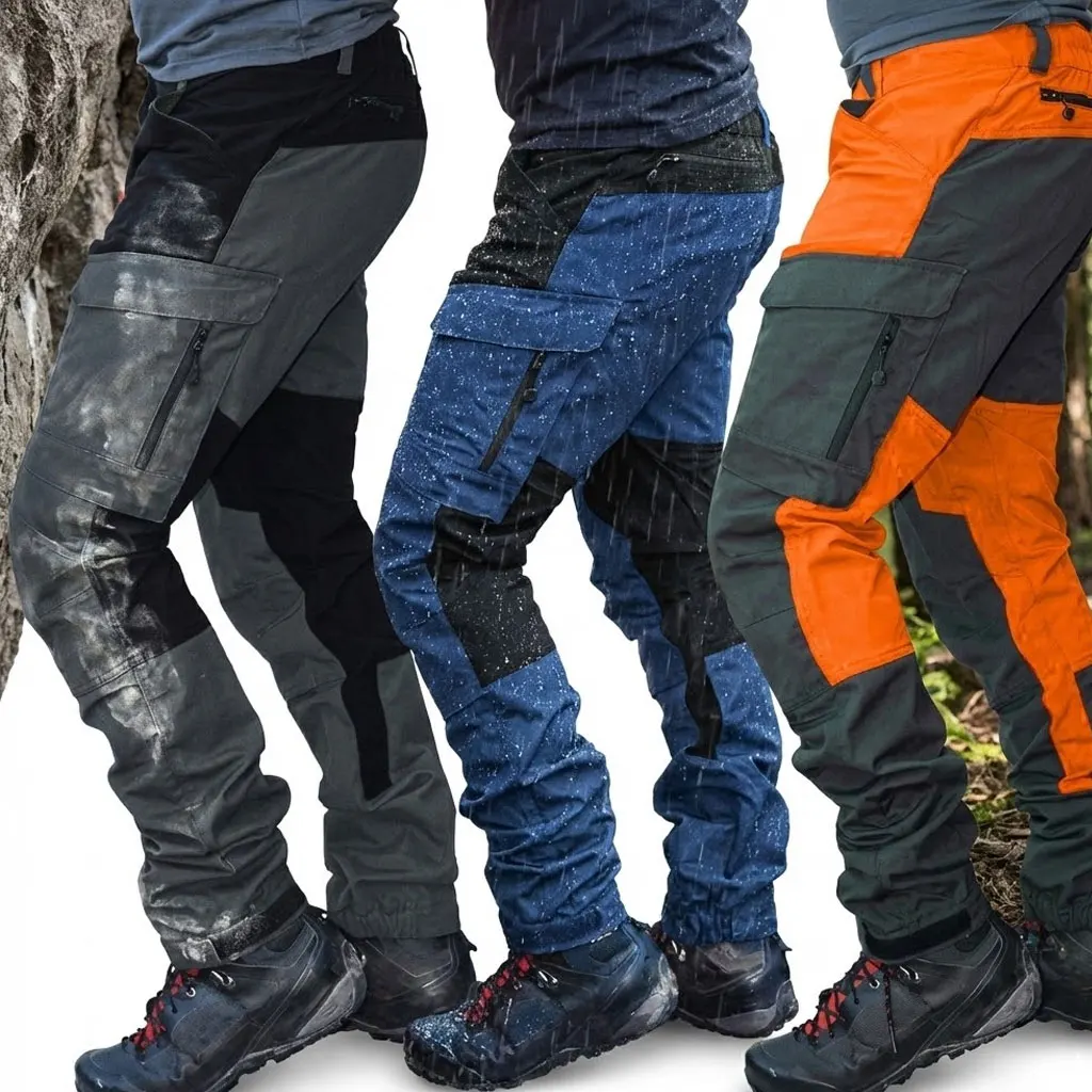 

Мужские брюки с несколькими карманами и цветными блоками — облегающие повседневные мотоциклетные рабочие брюки для улицы