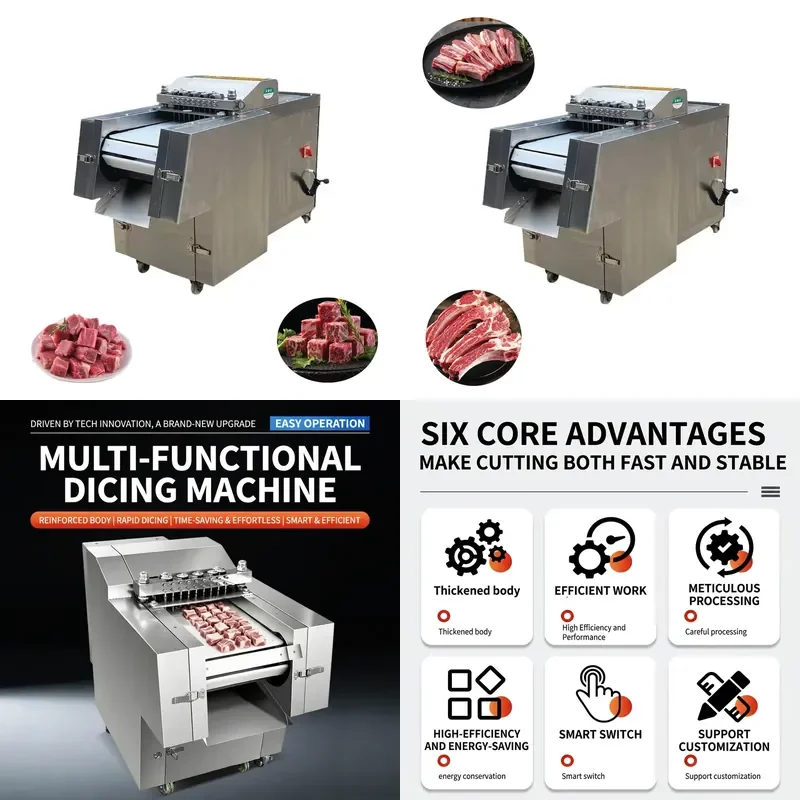 for New Stainless Steel Meat Cutter Adjustable Thickness Automatic High Efficiency Beef Cutter Frozen Fish Processing Machine