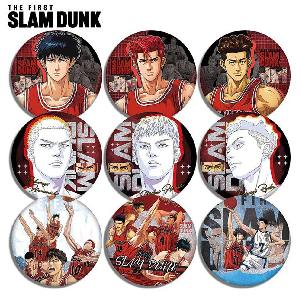 Anime SLAM DUNK Sakuragi Hanamichi Mitsui Hisashi Akira Sendoh Cosplay Costume Badge Pin SPTE Tinplate Brooch Accessories prop