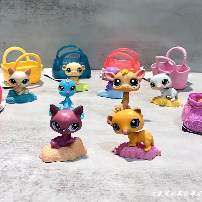 Hasbro Littlest Pet Shop LPS 액션 피규어 귀여운 만화 고양이 개 기린 동물 모델 장난감 큰 눈 인형 Collectible Kids Gifts