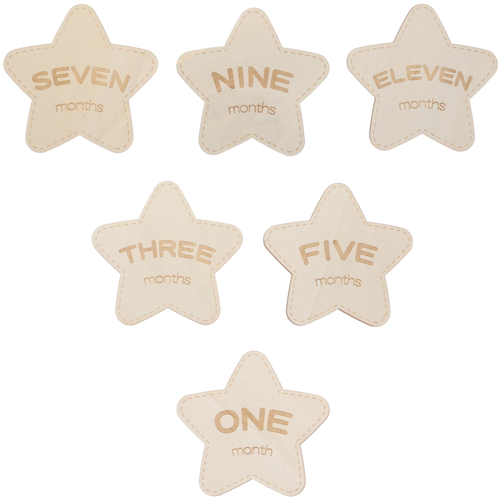 

Wooden Baby Monthly Milestone Cards Newborn Photo Sign Star Shaped Dualsided Lightweight Durable Baby Memorabilia Wooden Signs