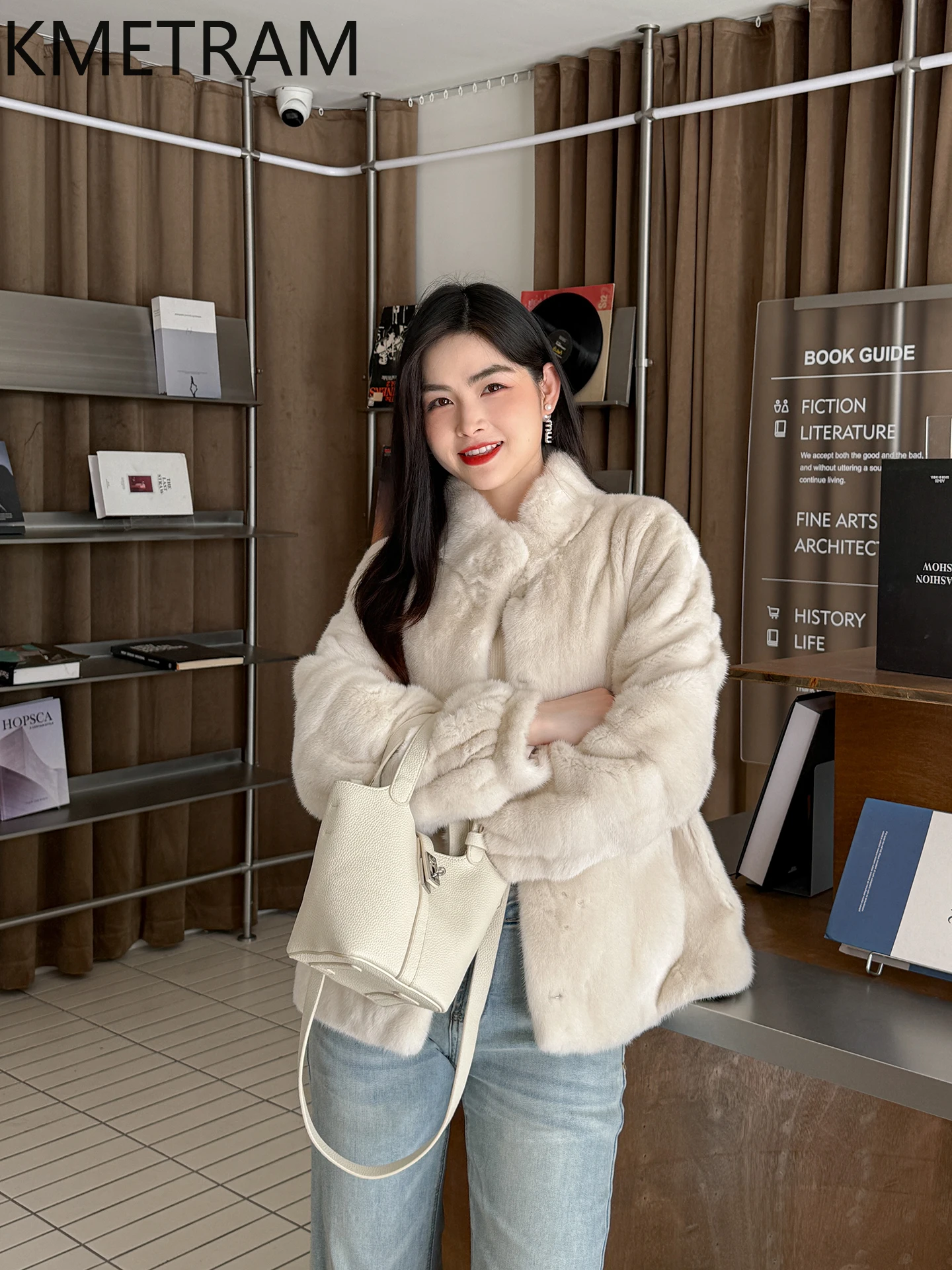 سترة KMETRAM 100% من فرو المنك المخملي للسيدات بياقة واقفة معطف قصير من الفرو الحقيقي عالي الجودة ملابس نسائية شتوية 2025 schuba femenska