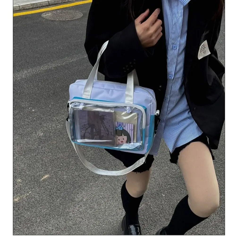 New Japanese Kawaii Bag Women High School Teenage Girls JK Bag Big Canvas Bag PVC Transparent Shoulder Bag Women