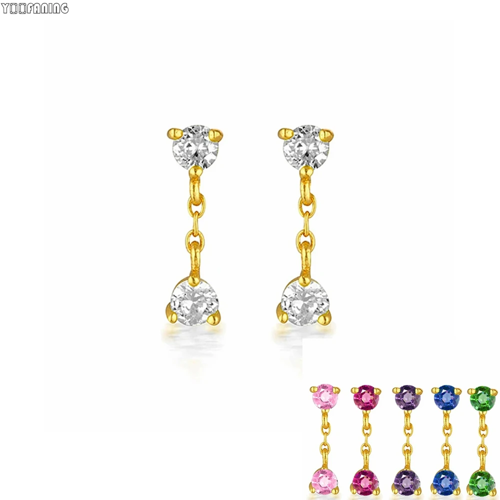 

925 Sterling Silver Ear Needleex Quisite Minimalist Earrings Colorful Zircon Tassel Pendant Design Earrings for Women Jewelry