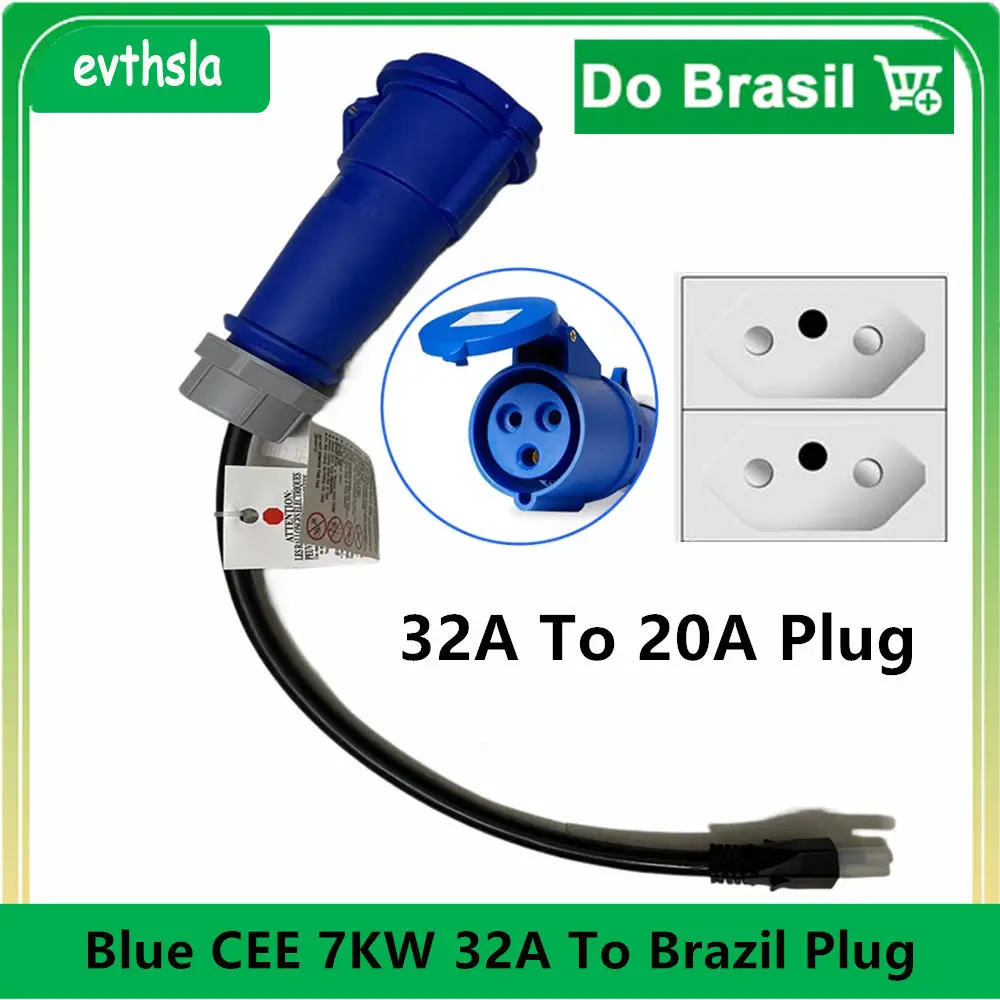 evthsla Adapter 16A Electric Car Charger Original BYD CEE Female Plug Adapter 32A to 20A BR Plug Socket 7KW to 3.5KW Connector