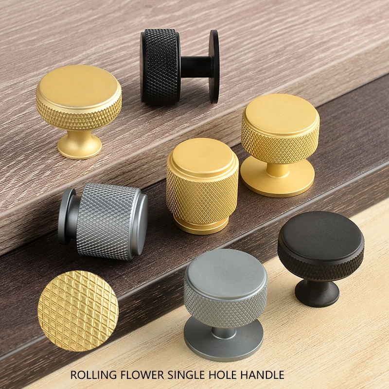 drawer handles simple American-style black single-hole aluminum alloy pulls for wardrobe and cupboard door knobs