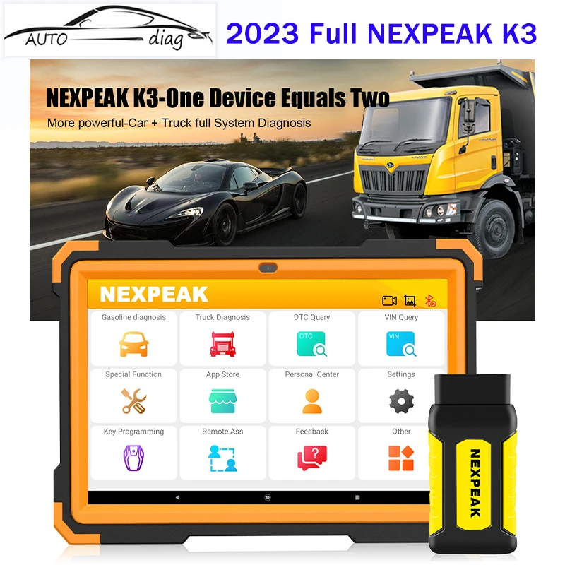 

2024 NEXPEAK K3 Full System Scanner Car/Heavy Duty Diagnostic Tool 18 Special Functions ABS Airbag EPB DPF Cluster Calibration