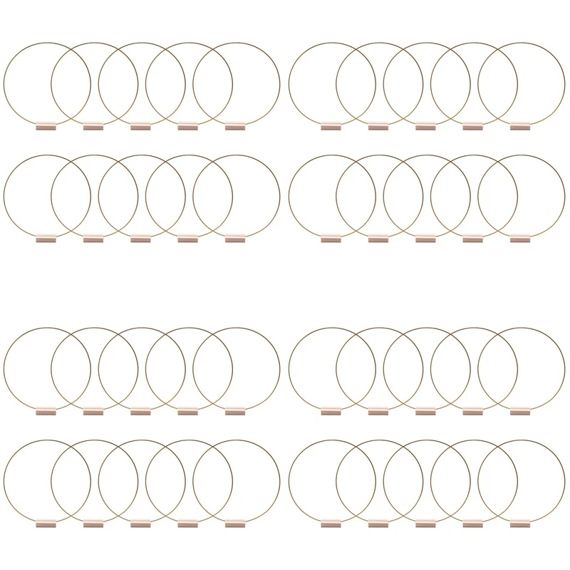 40 PCS 12 Inch Metal Floral Hoop Centerpieces For Table, Metal Wreath Ring With 40 PCS Place Card Holders For Wedding