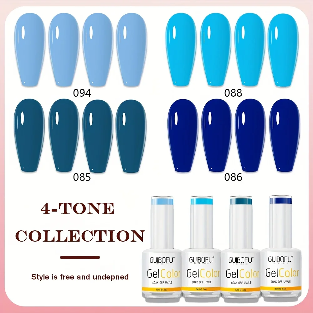 4Pcs Set 15ml Gel Nail Polish Set Popular Color Gel Polish Soak Off UV LED Semi-Permanent Nail Gel Polish Manicure Varnish