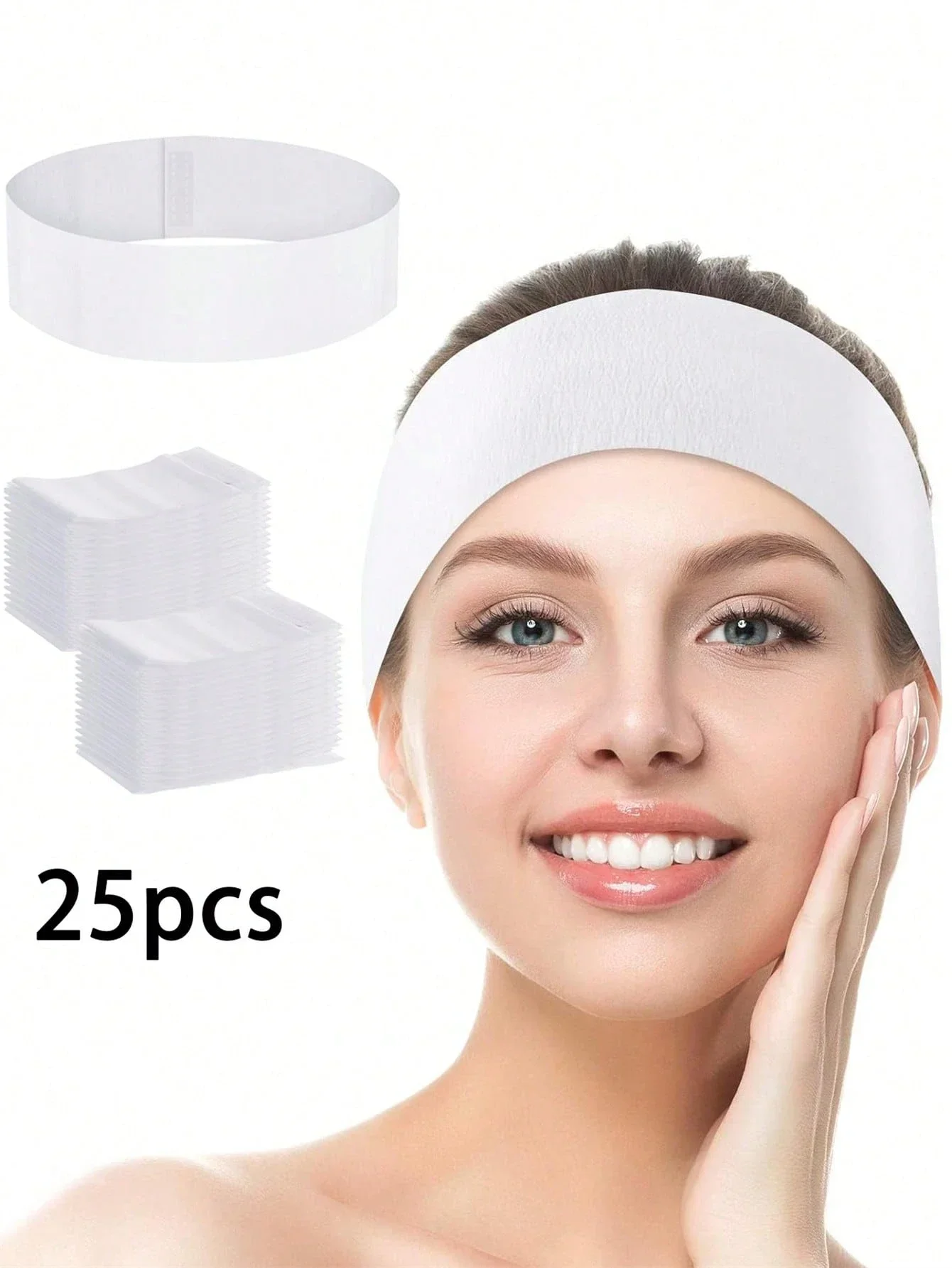 

50pcs Disposable Non-Woven Spa Headband Soft Elastic Facial Care Hair Band For Women Salon