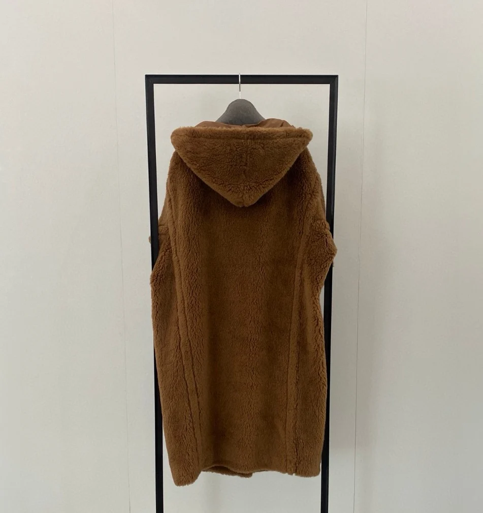 Cappotto invernale donna Alpaca di media lunghezza Parka in pelliccia di agnello vera pelliccia orsacchiotto con cappuccio caldo giacca spessa donna