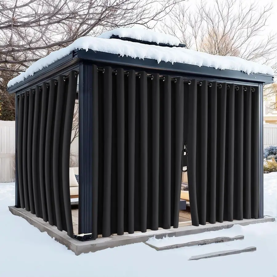 

FadeResistant Outdoor Curtains for Patio Waterproof with Zipper Back Tab Bottom, Windproof Sun Blocking Privacy for Gazebo Porch