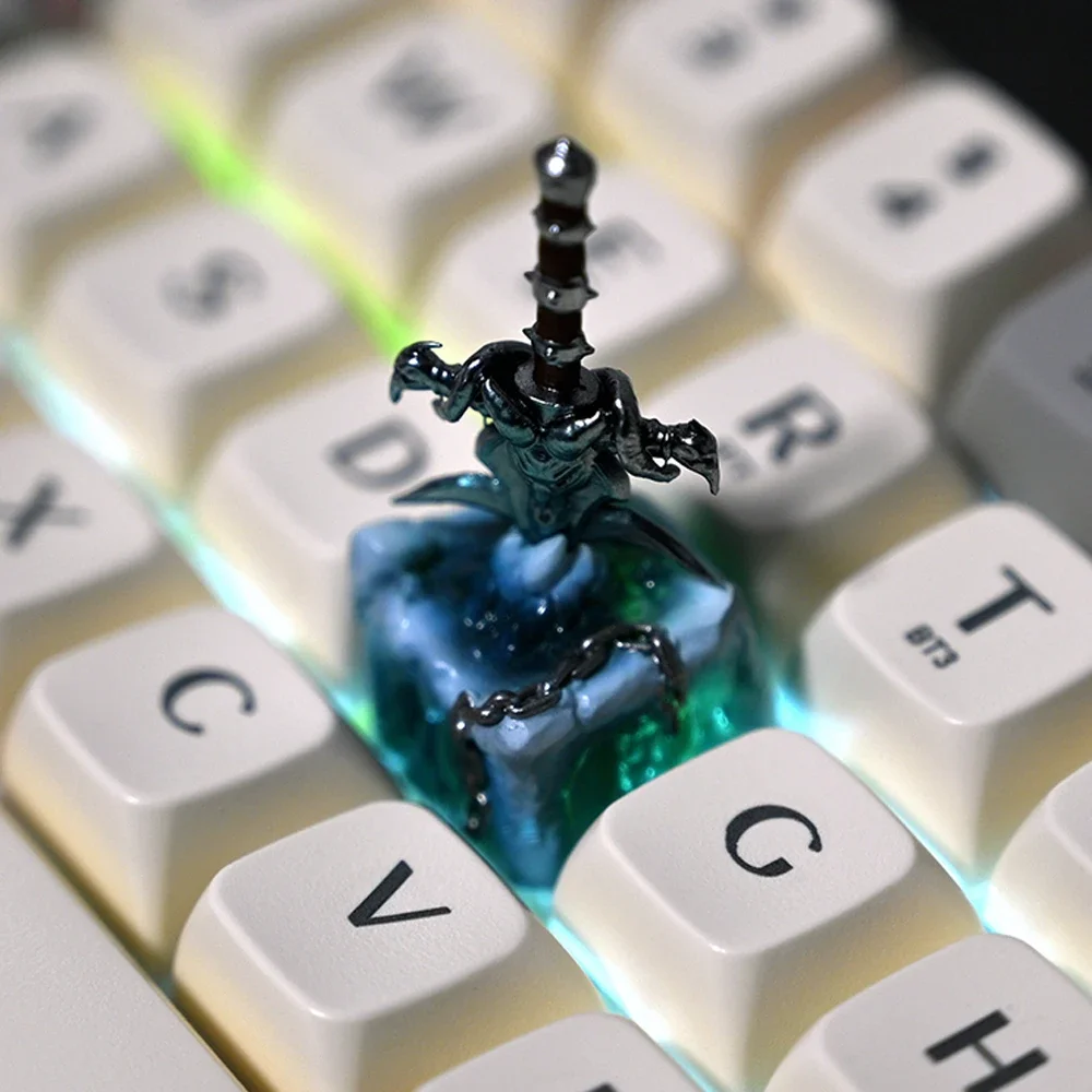 World of Warcraft Frostmourne Artisan Resin Keycaps 1u ESC Custom MX Switch Handmade Anime Key Caps For Mechanical Keyboard Gift