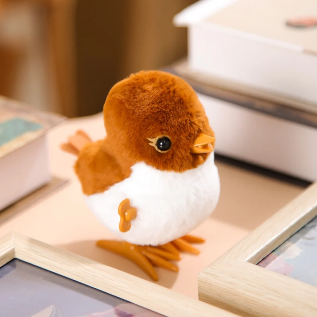1pc 9.5cm/3.74in Jumping Sparrow Le Jier Winding Clockwork Toy Simulated Plush Jumping Bird Toy for Kids