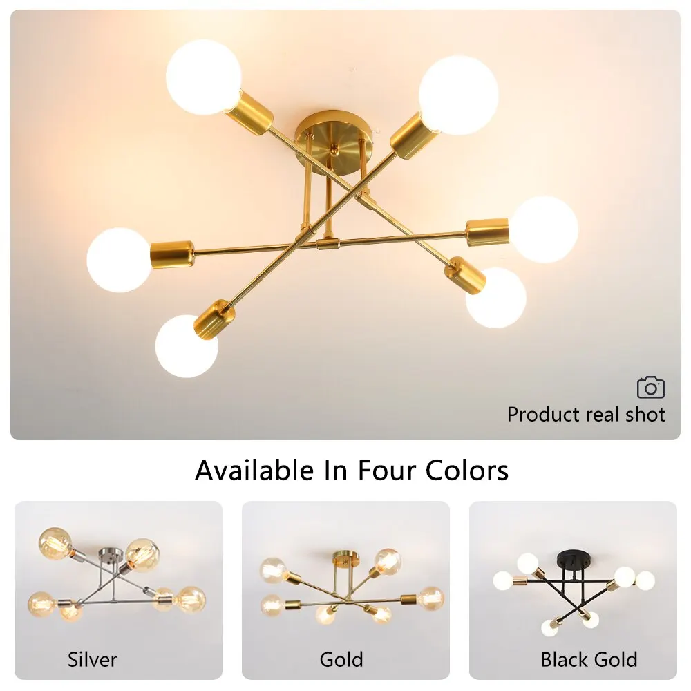 Modern LED Ceiling Lights Industrial Iron Black/Golden Nordic Minimalist Home Decoration Living Room Dining Room Ceiling Lamps