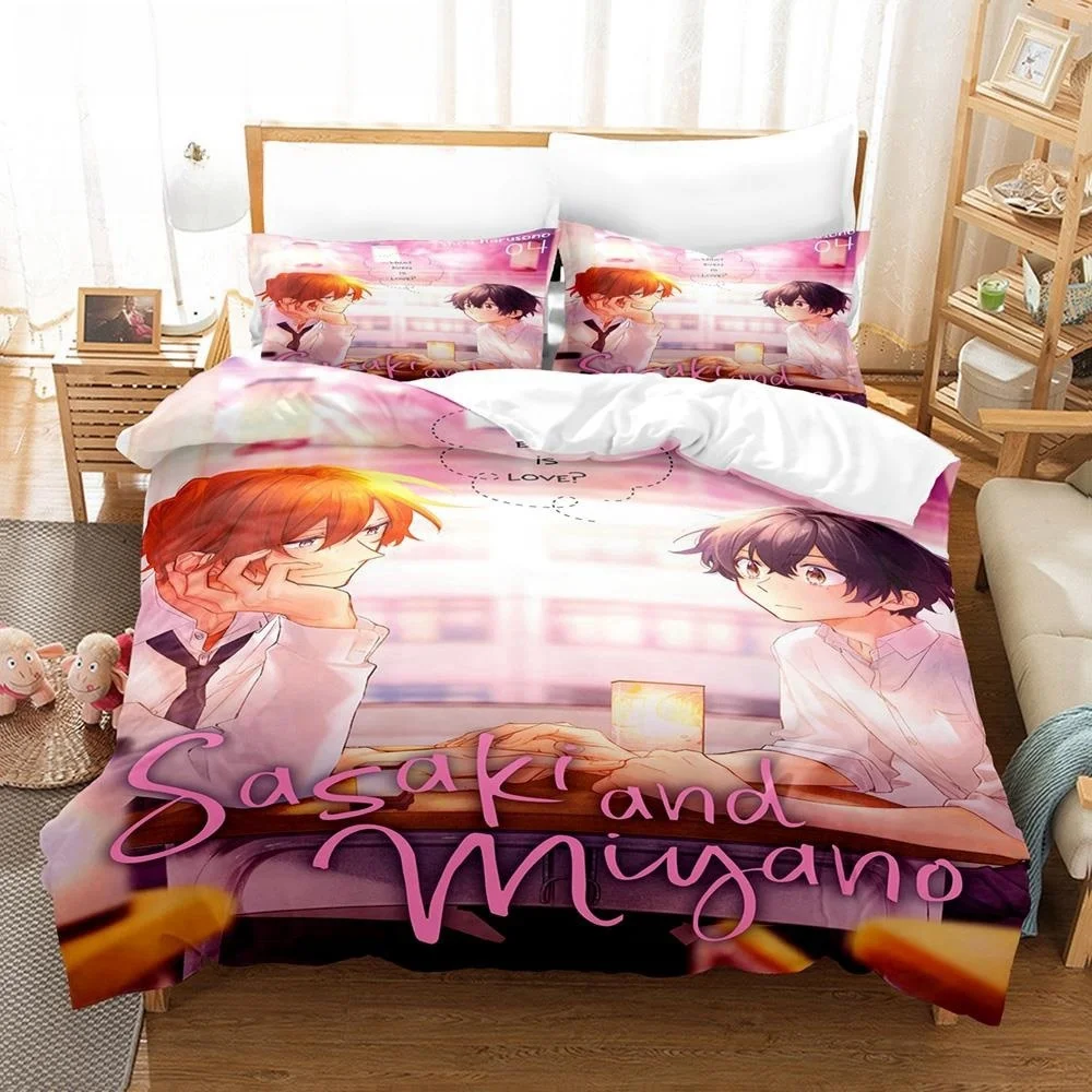 3D Printing Anime Bed Sheet Sets Kawaii Sasaki To Miyano Bedding Set Single Twin Full Queen King Size Bed Set Aldult Kid Bedroom