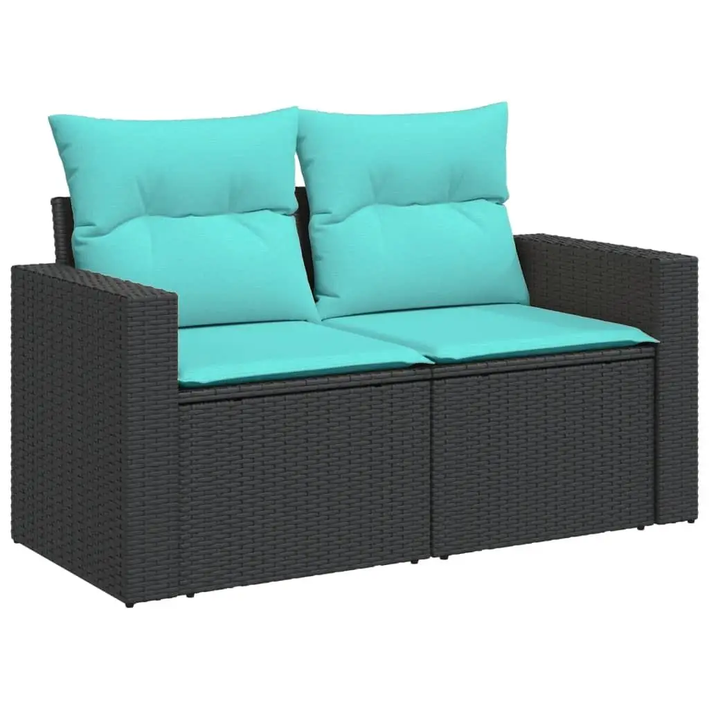 5 Piece Outdoor Patio Sofa Set with Cushions Black Rattan Furniture Garden Seating