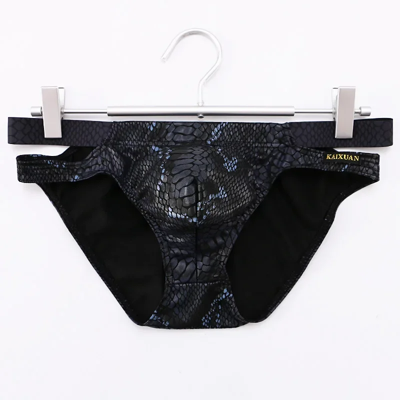 

Snake Pattern Python Printed Brief for Men Sexy U Convex Pouch Underwear Gays Erotic Low-rise Tanga Homme Hollow Out Underpants