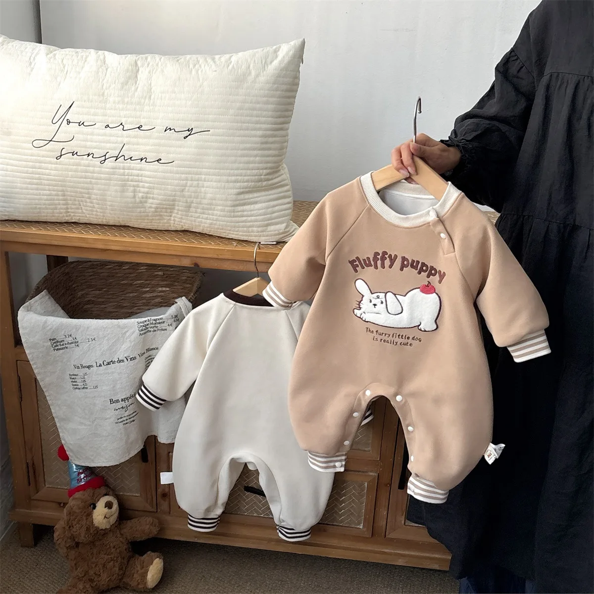 

Autumn Children's Rompers Round-neck Long-sleeved Cartoon Print Infant Baby Boys Jumpsuits Color-blocked Newborn Boys' Bodysuits