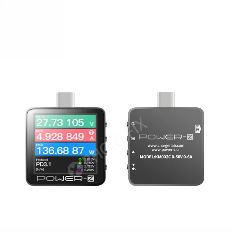 POWER-Z KM003C C240 USB-C PD Tester Voltmeter PD3.1 QC5.0 Charger Voltage Current Ripple Dual Volt Meter Power Bank Detector