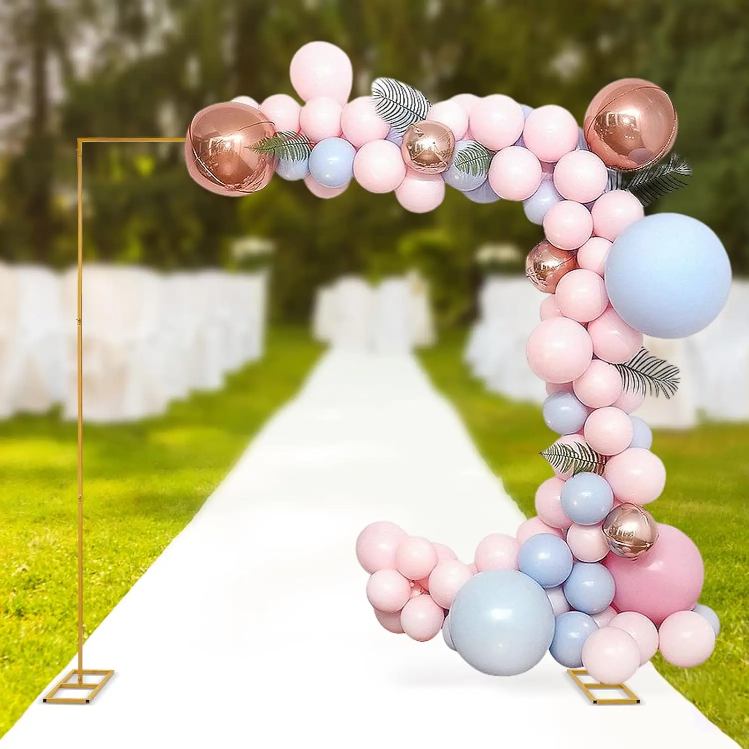 

9.8*9.8ft Wedding Arches for Ceremony, Square Wedding Arch Stand, Metal Gold Wedding Arch Backdrop Stand Balloon Arched Frame