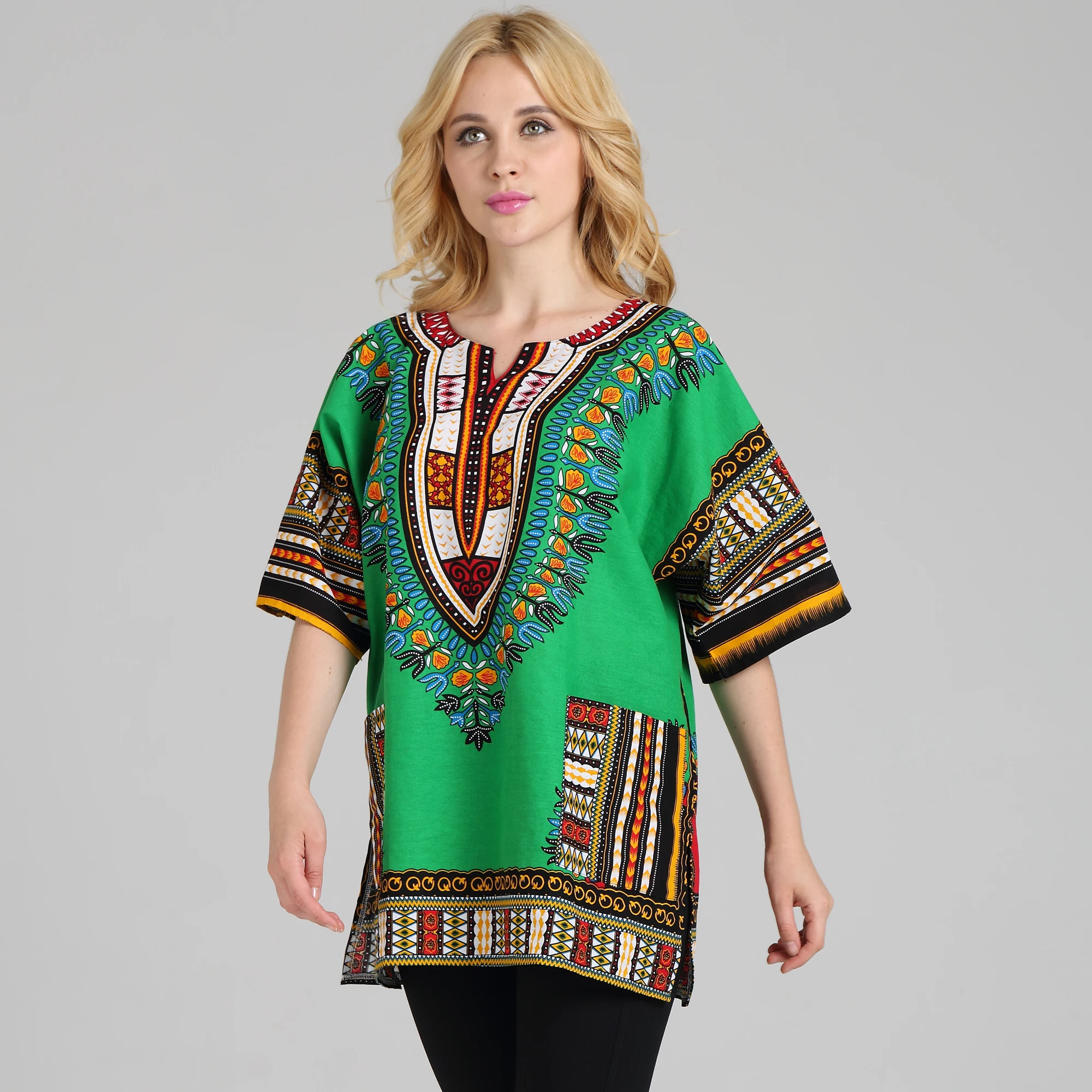 Traditional African Dashiki Shirt in Light Thin Grade Batik Cotton African Cuba Havana Beach Shirt Poncho