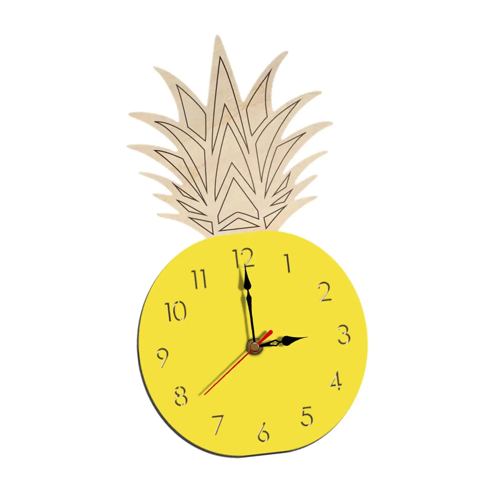 Acrylic Fruit Shaped Wall Clock Silent Decorative for Kids Room Bedroom Living Room Cute Cartoon Pineapple Home Art