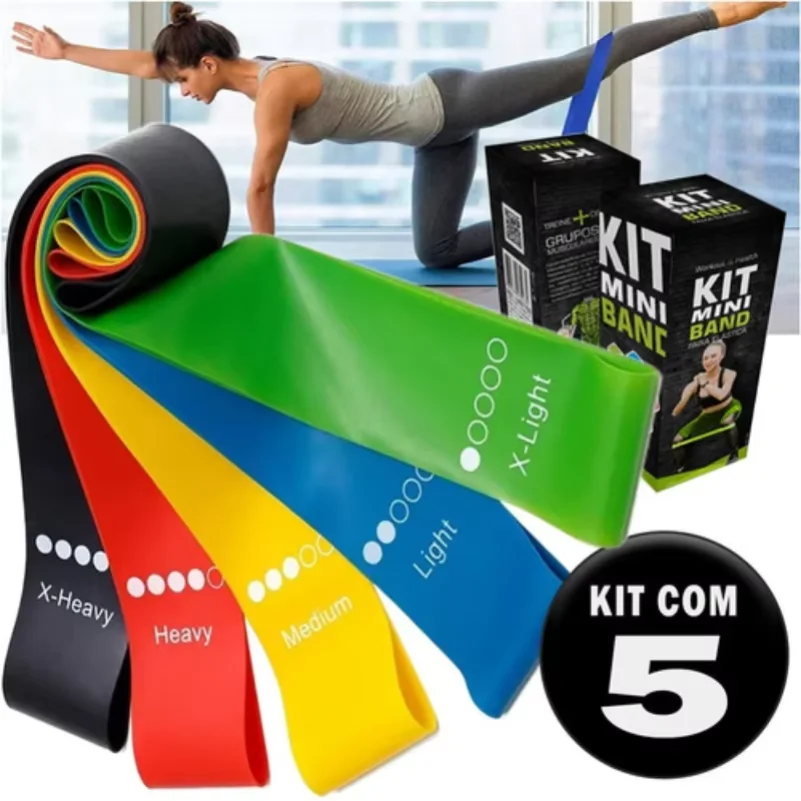 Kit de 5 Mini Bandas Elásticas Ideales para Ejercicio/Academia/Entrenamiento/Funcional/Movilidad en Casa - ENVÍO INMEDIATO A TODO BRASIL