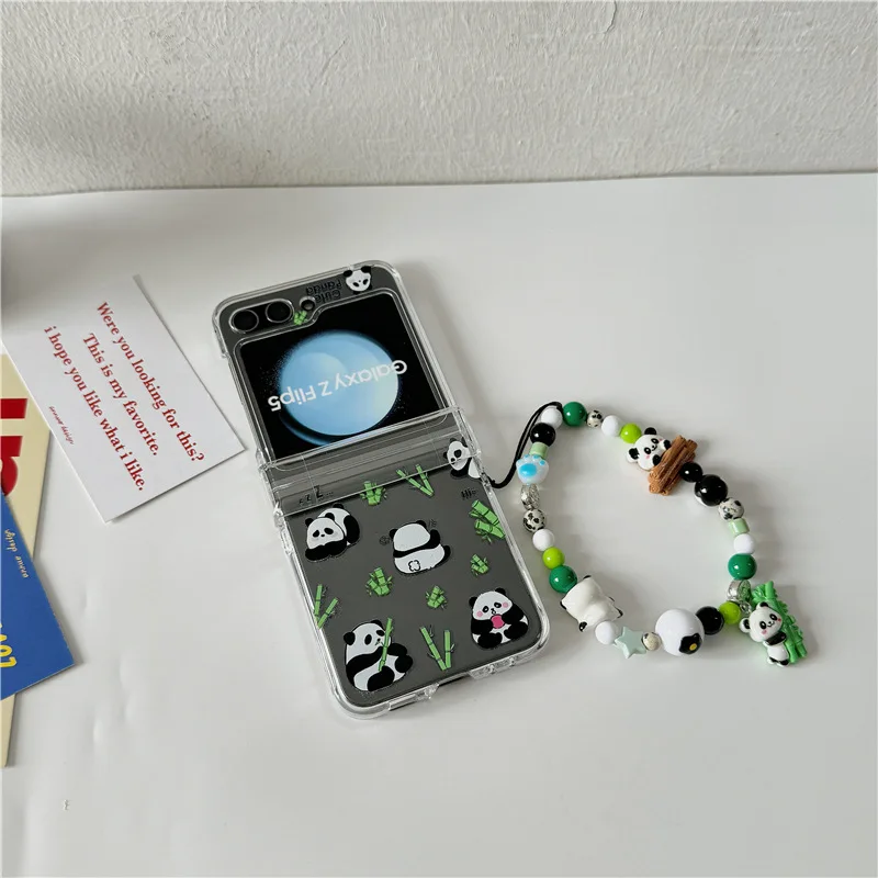 

Pandas Phone Case For Samsung Galaxy Z Flip 7 6 5 4 Protective Back Cover For ZFlip5 ZFlip6 ZFlip7 Case Shell