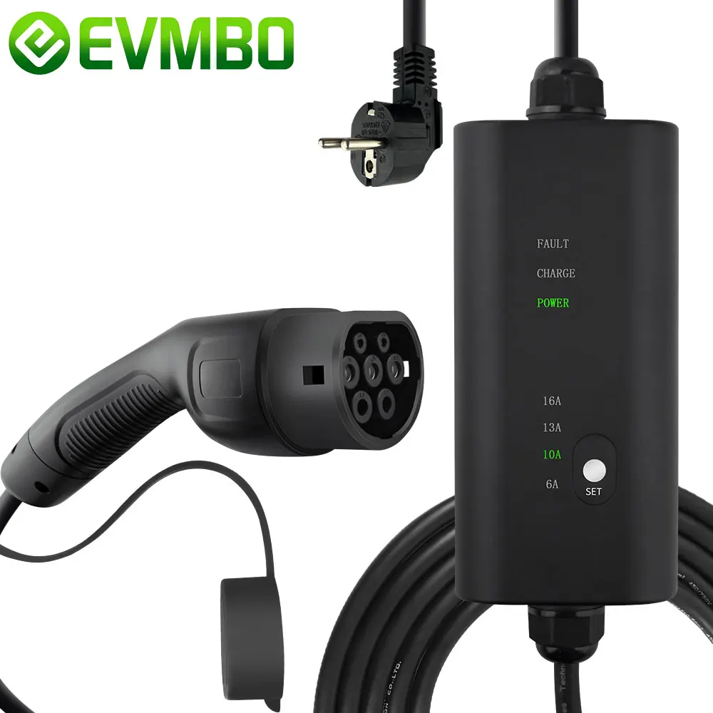 EVMBO 3.5KW Portable EV Charger EU Plug 16A 1Phase Type2 EC62196/ GB/T Type1 Charging for Electric Vehicle