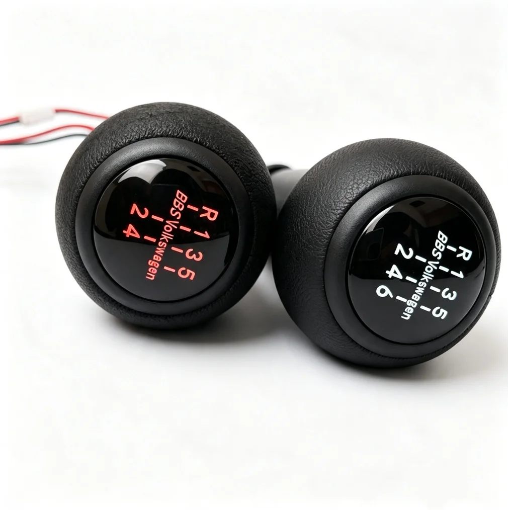 LED Manual Gear Shift Knob 5 Speed 6 Speed Weighted Shifter Handle Red White Light for Volkswagen Audi Skoda Manual Transmission