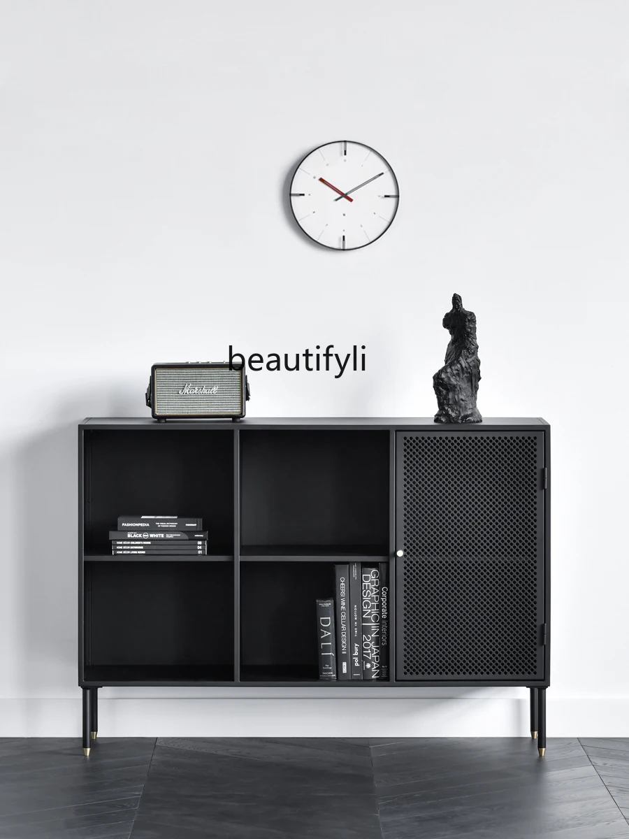 Nordic Simple Modern Living Room Storage Cabinet Storage Rack Black Iron Locker