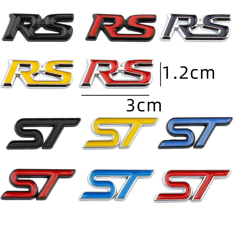 3D Metal RS Logo ST Badge Decal Car Steering Wheel Emblem MK2 MK3 MK5 MK4 ST Sticker Accessories