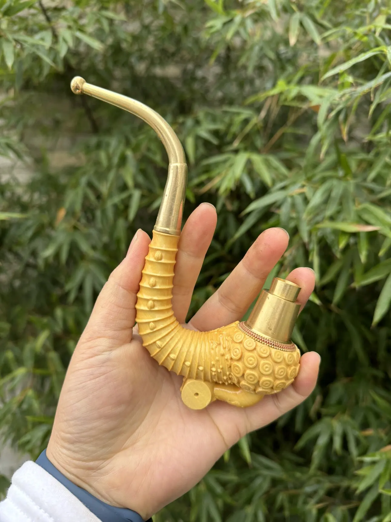 Guizhou Boxwood Carved Pipe, Small and Easy to Carry Old-Fashioned Pipo