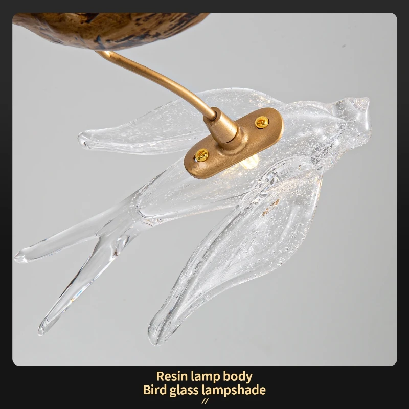 Vintage Round Glass Ceiling Chandelier Swallow for Living Room Dining Table Restaurant Luxury Branch Designer Interior Lighting - Image 6