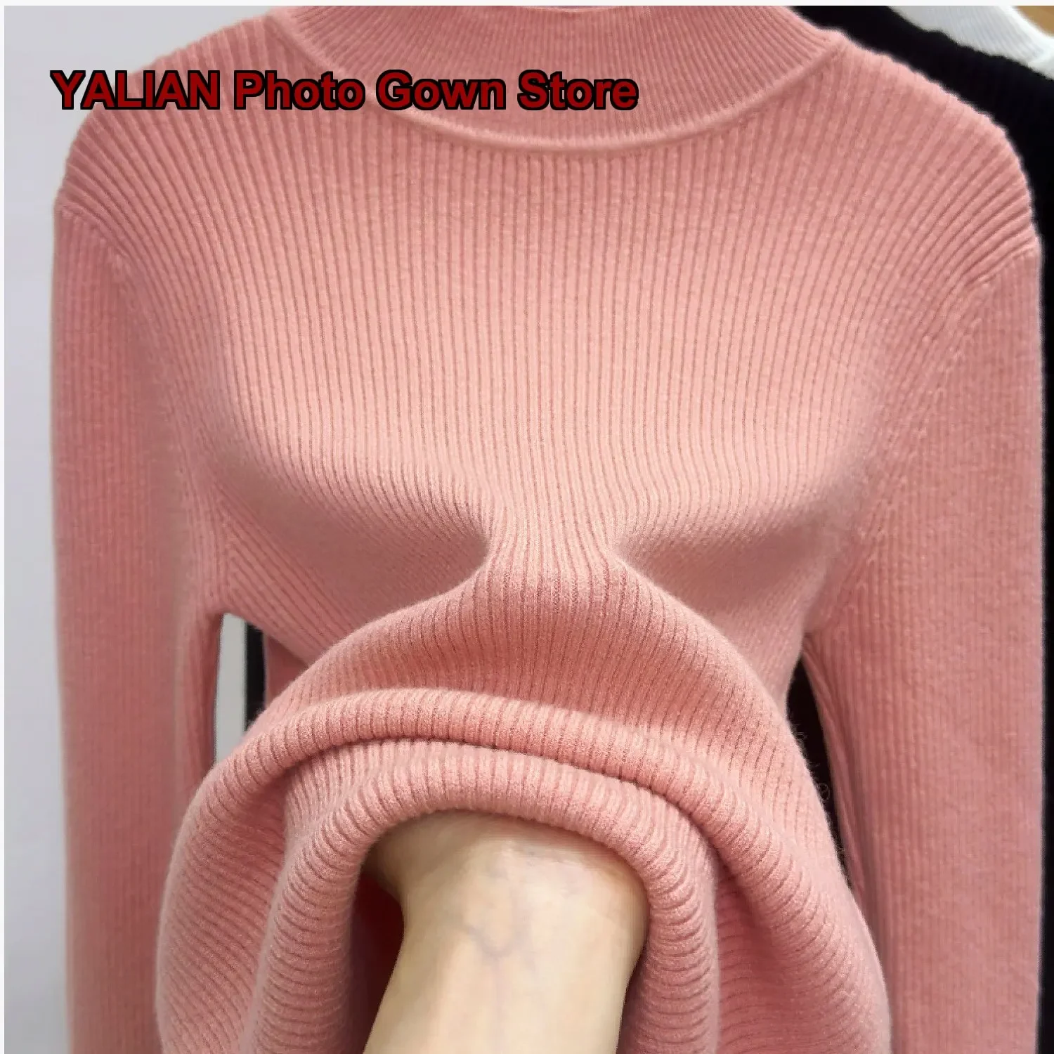 Kids Knit Top Boys Girls Autumn Winter Mock Neck White Knit Bottoming Shirt High Neck Older Kids