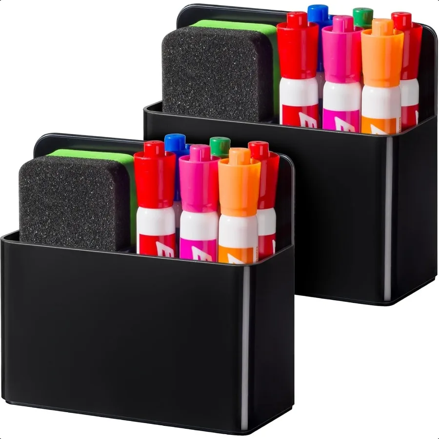 

BEYGORM 2 Pack Plastics Magnetic Pen Holder for Refrigerator Dry Erase Marker Holder for Whiteboard Magnet School Locker Organi