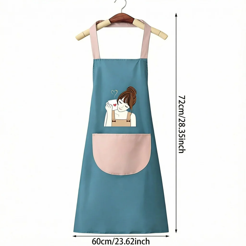 1 Piece Waterproof Oil-Resistant Canvas Kitchen Apron, Adjustable Strap For Home Cooking Baking Essential Kitchen Accessory